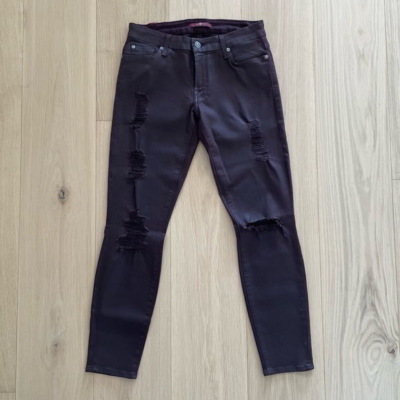 7 For All Mankind Coated Ankle Skinny Jeans - Picture 1 of 8